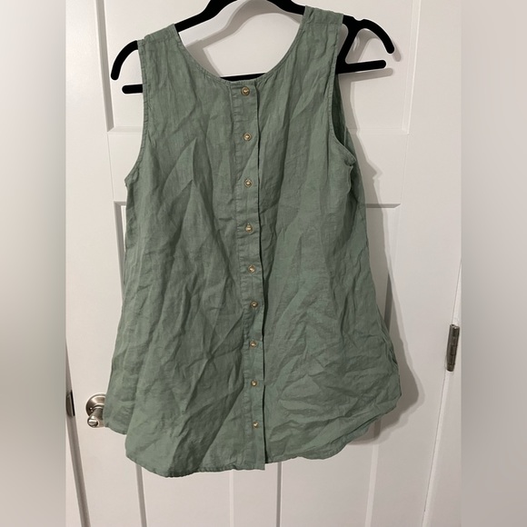 Green women’s Linen Tank - Picture 2 of 3